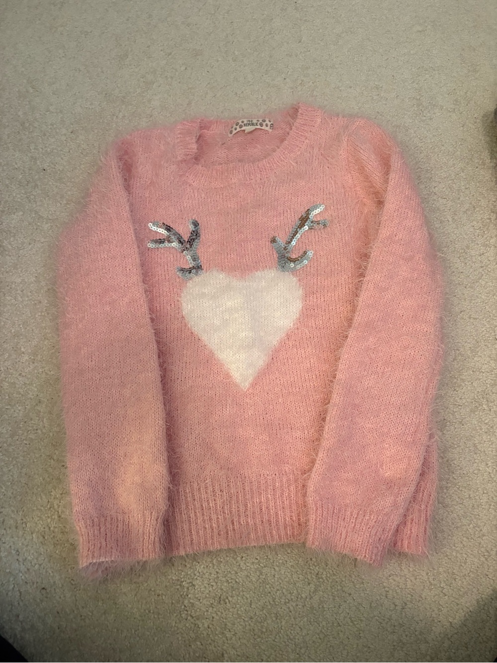 Pink Republic Pink Mohair-Blend Heart & Sequin Antler Sweater